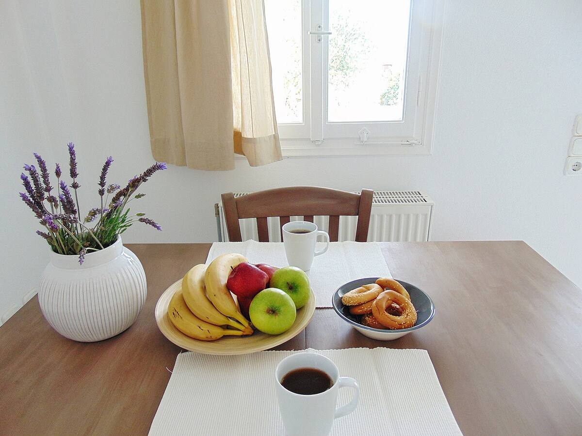 Dinning table in the spacious apartment